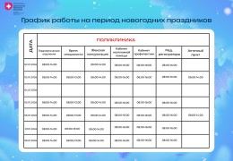 График работы ГБУЗ ЦРБ Терского района на новогодние праздники
